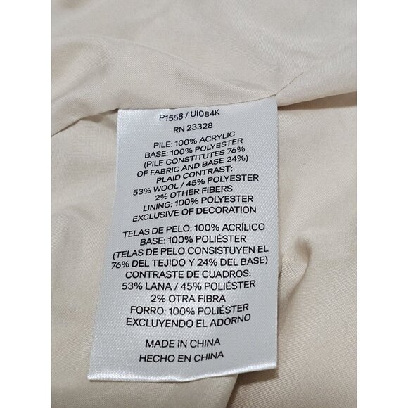 Pendleton Women's Jacket Size Small Beige Sherpa Blue Plaid Coat Full Zip - Picture 10 of 14